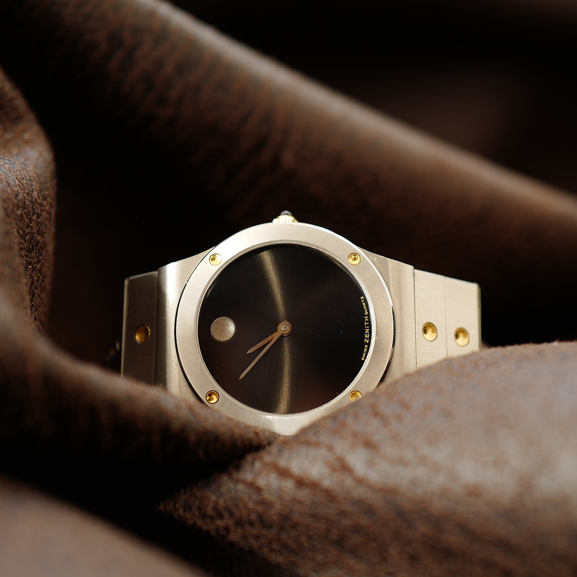 Montre Zenith Museum George Horwitt avec cadran minimaliste et bracelet en acier inoxydable, vue de face.