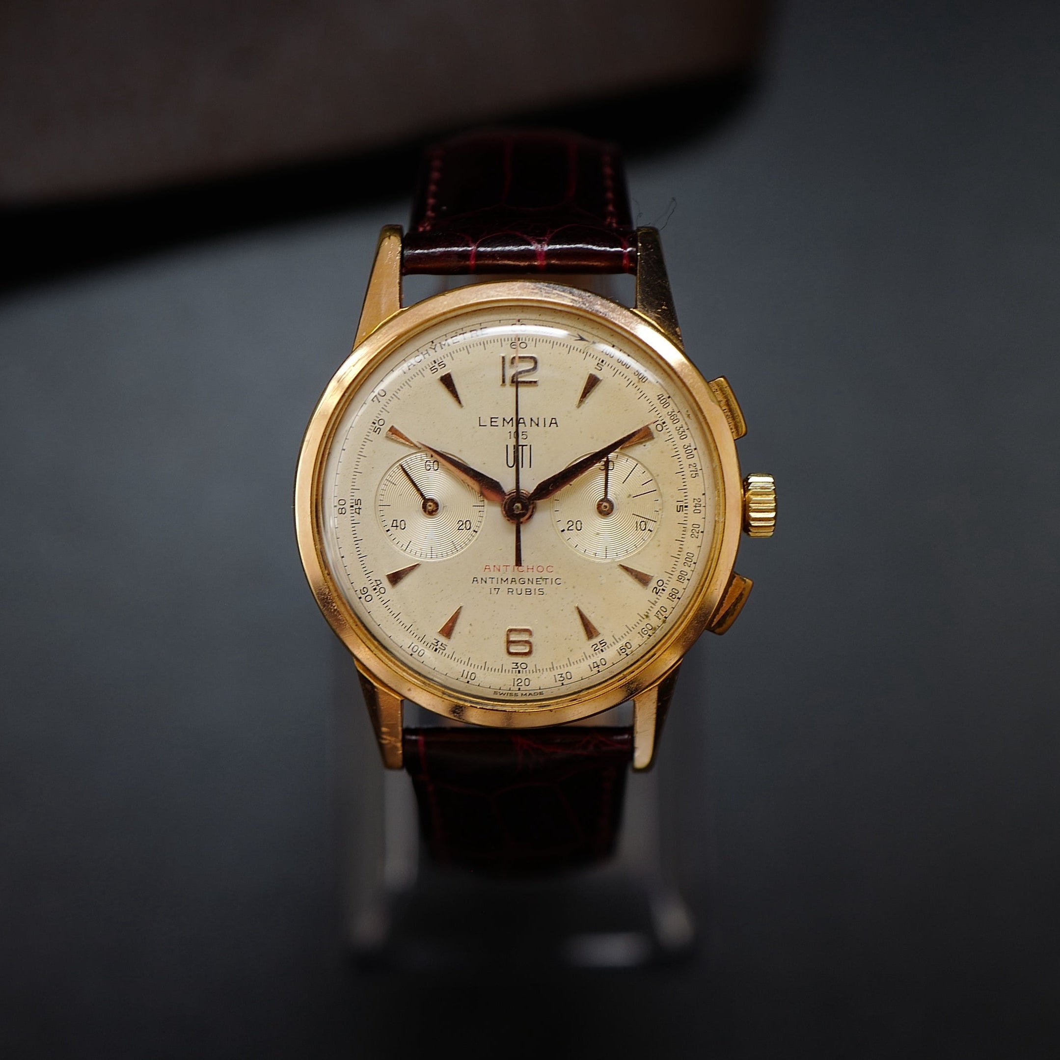 Lemania Uti 105 Chronograph Rose Gold Plated
