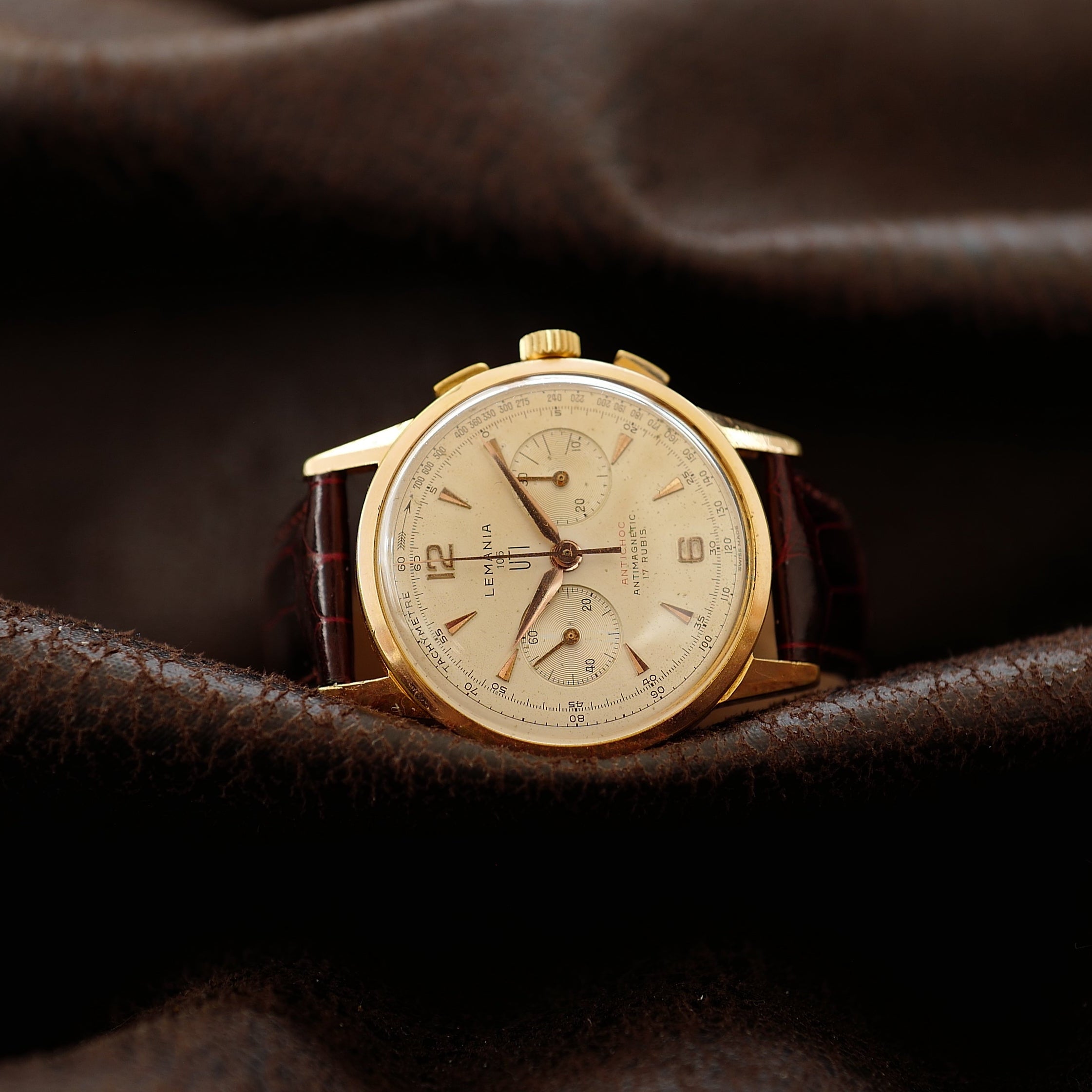 Lemania Uti 105 Chronograph Rose Gold Plated