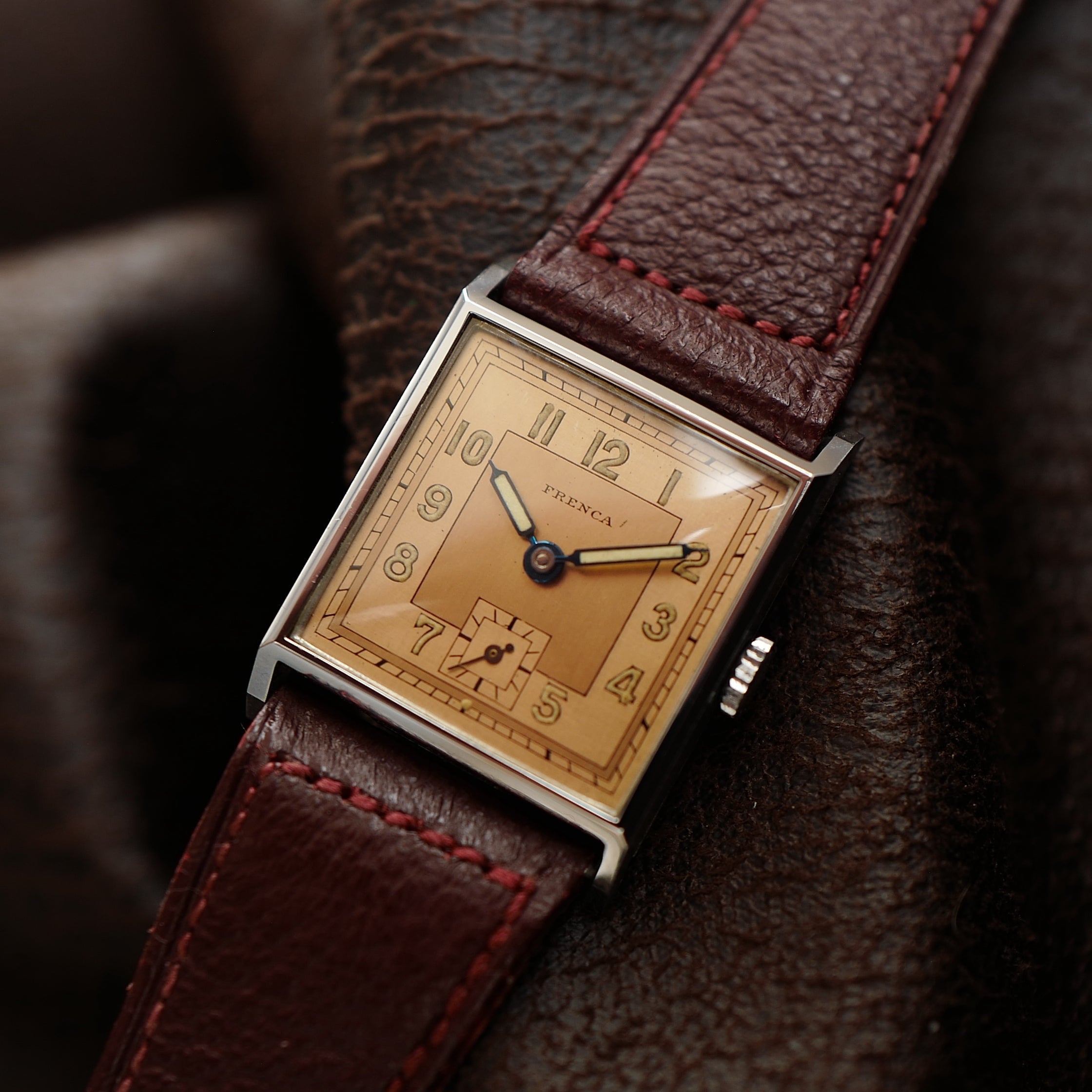 Frenca Tank Square Salmon Dial N.O.S - Buser Frères