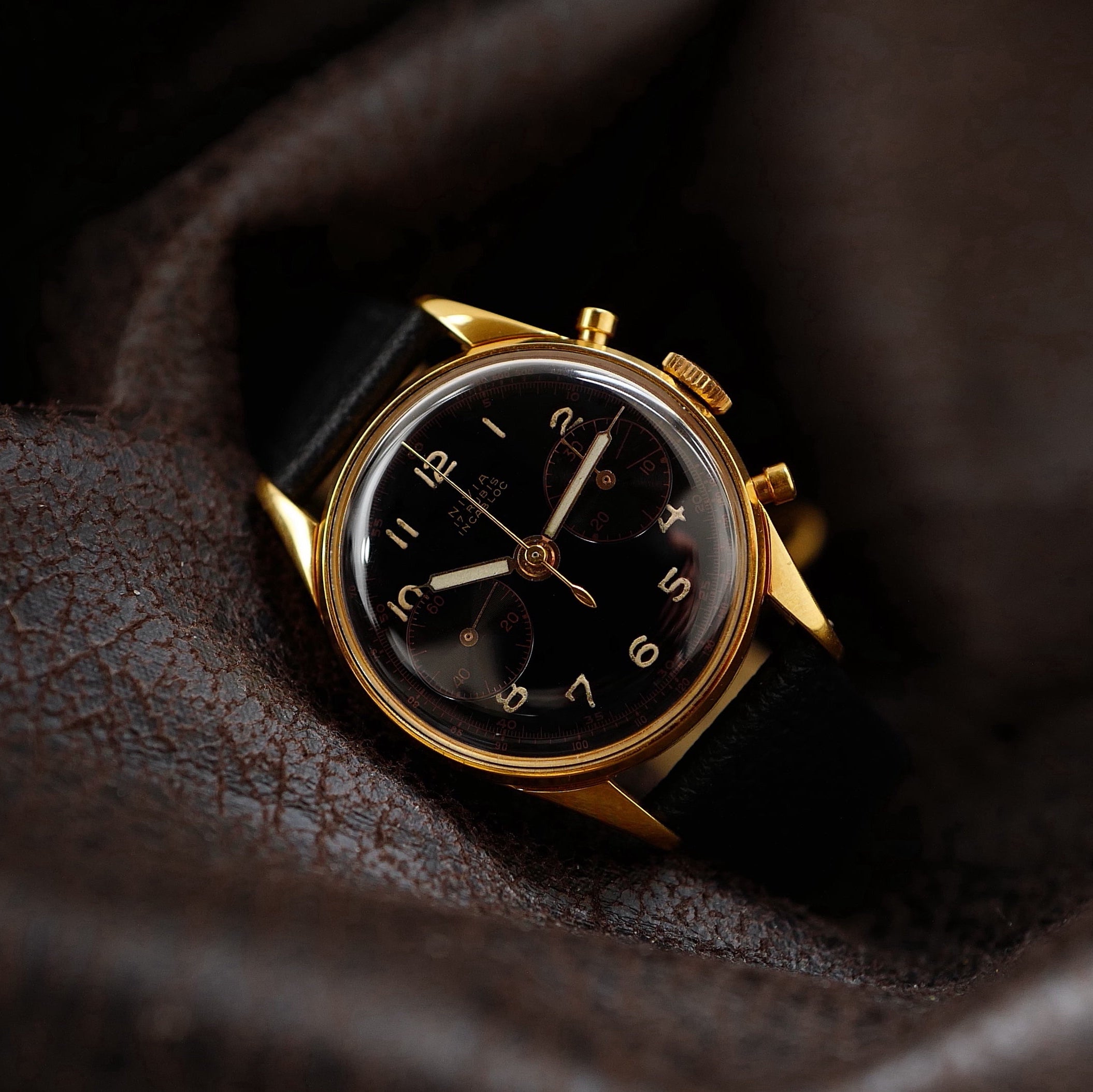 Nivia Chronograph Gold Plated - 1950's N.O.S