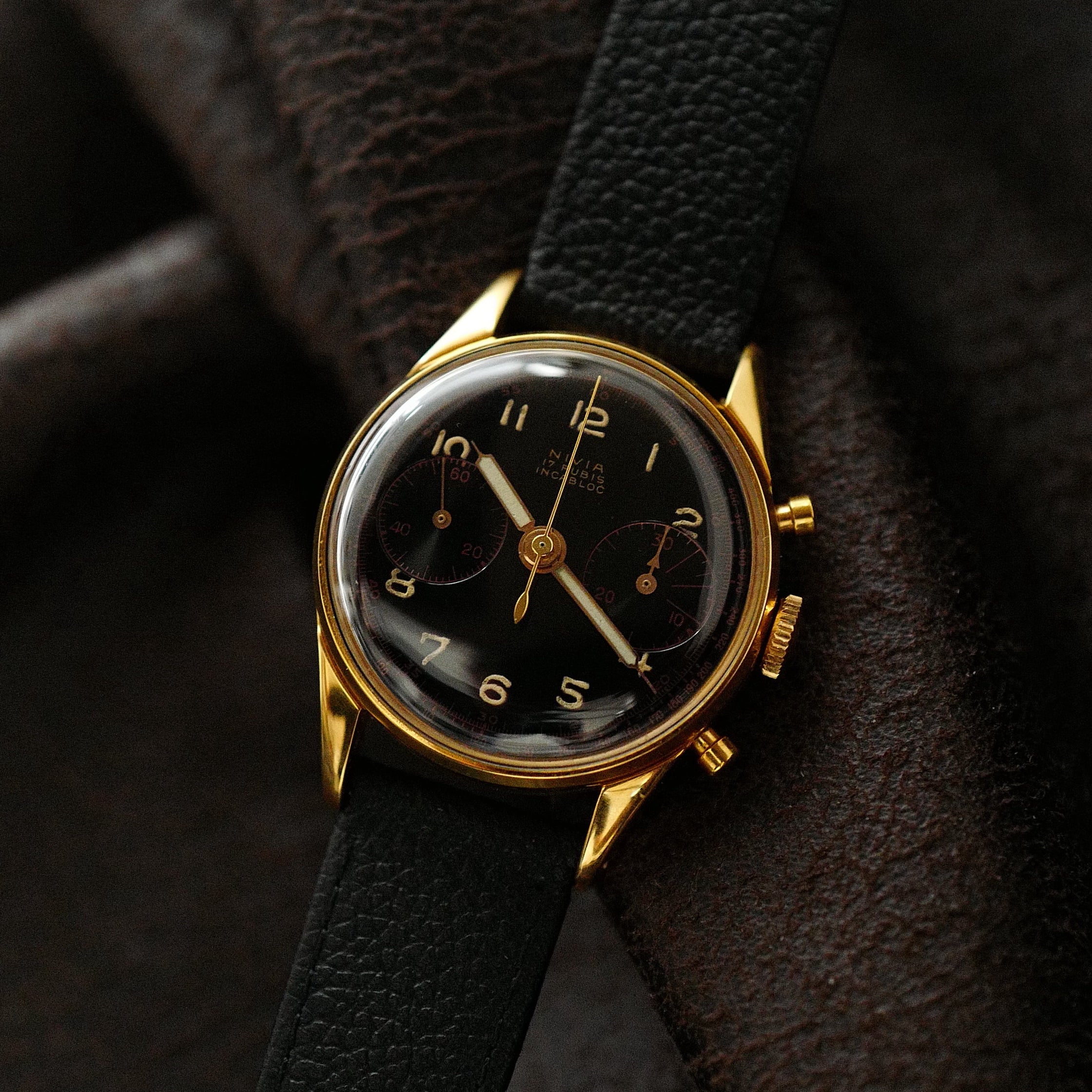 Nivia Chronograph Gold Plated - 1950's N.O.S