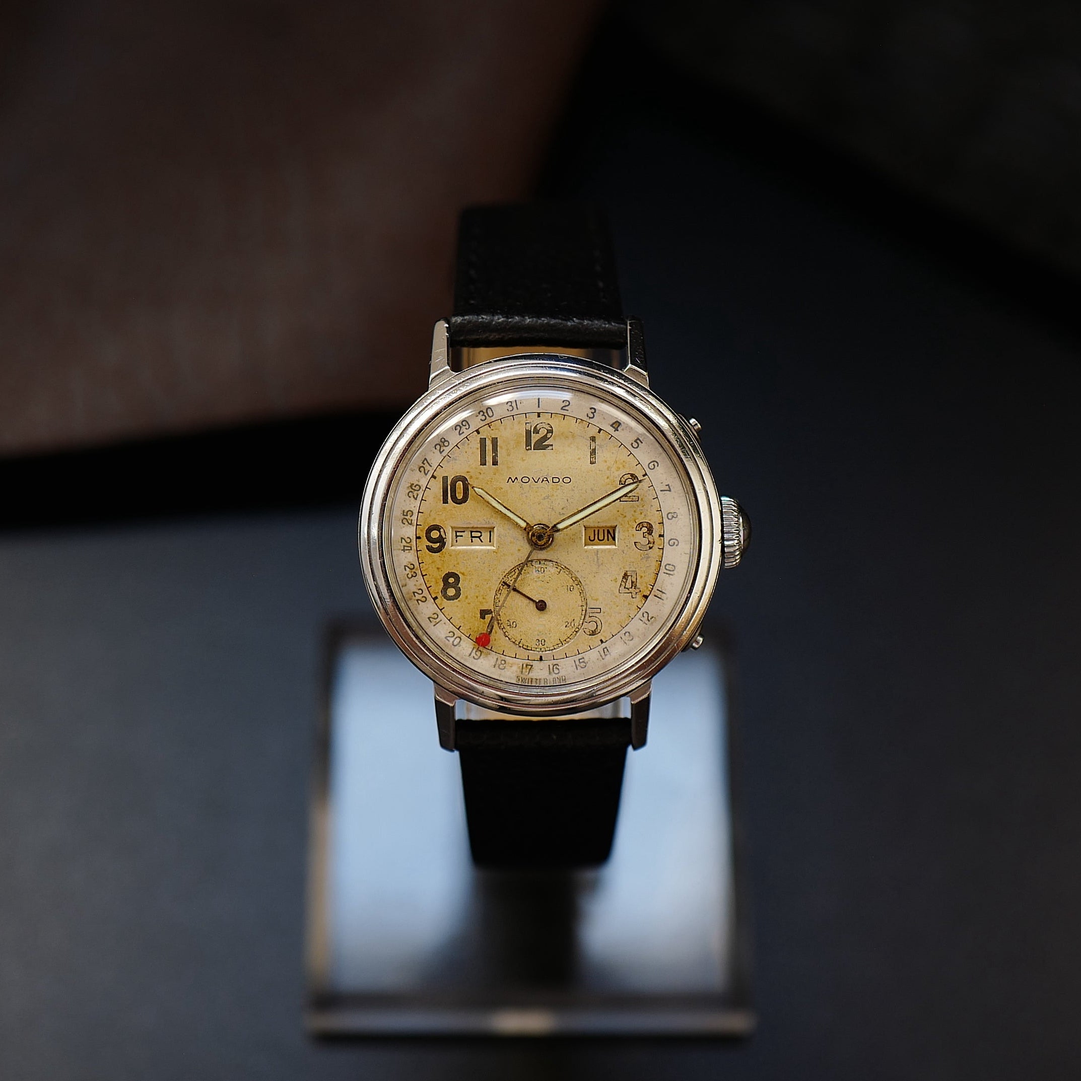 Movado triple calendar, calendograf, montre de collection.