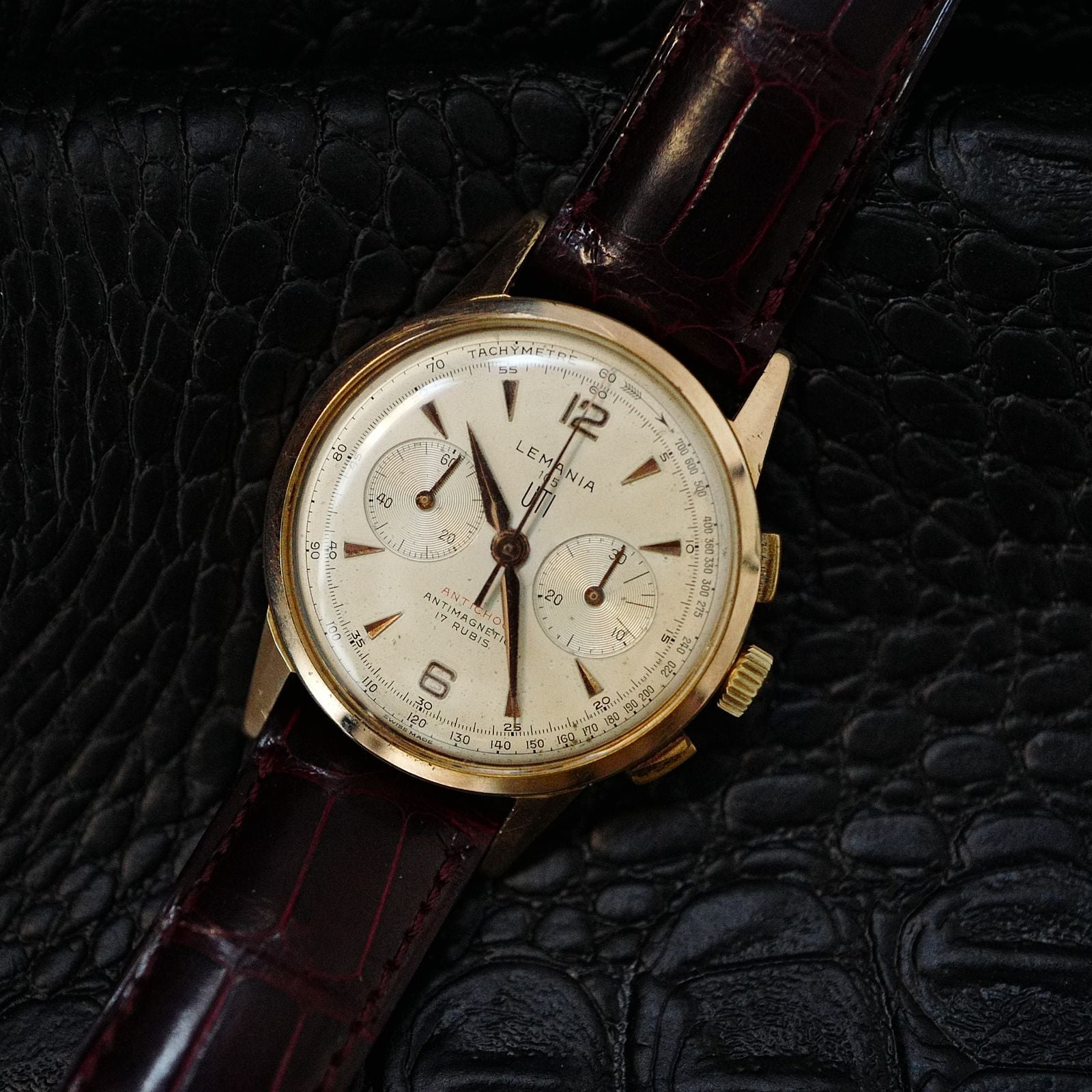 Lemania Uti 105 Chronograph Rose Gold Plated