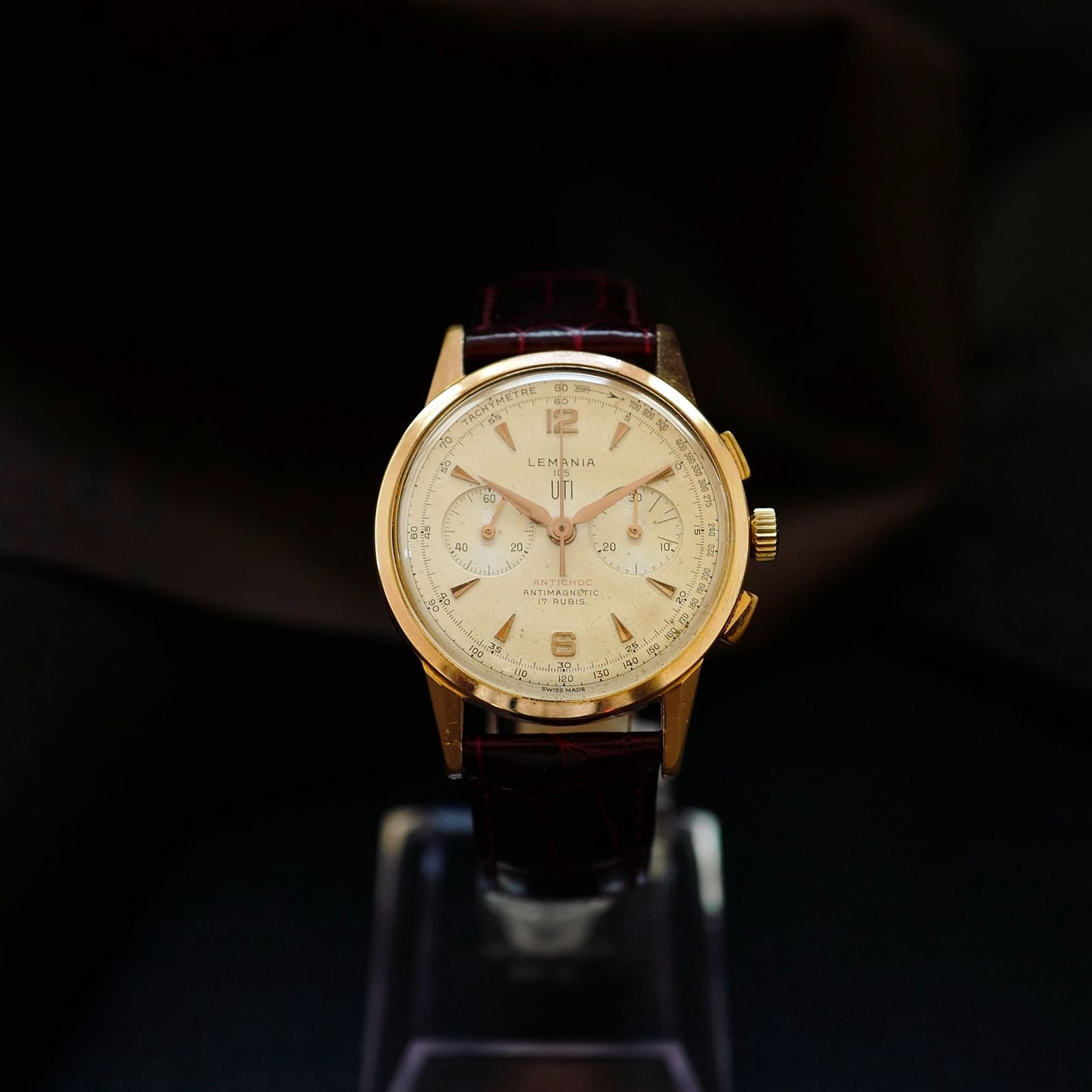 Lemania Uti 105 Chronograph Rose Gold Plated