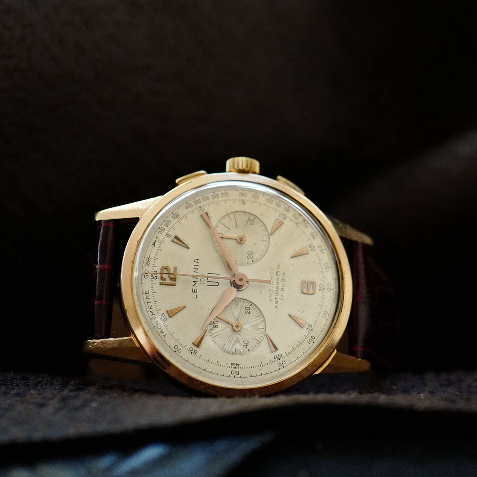 Lemania Uti 105 Chronograph Rose Gold Plated