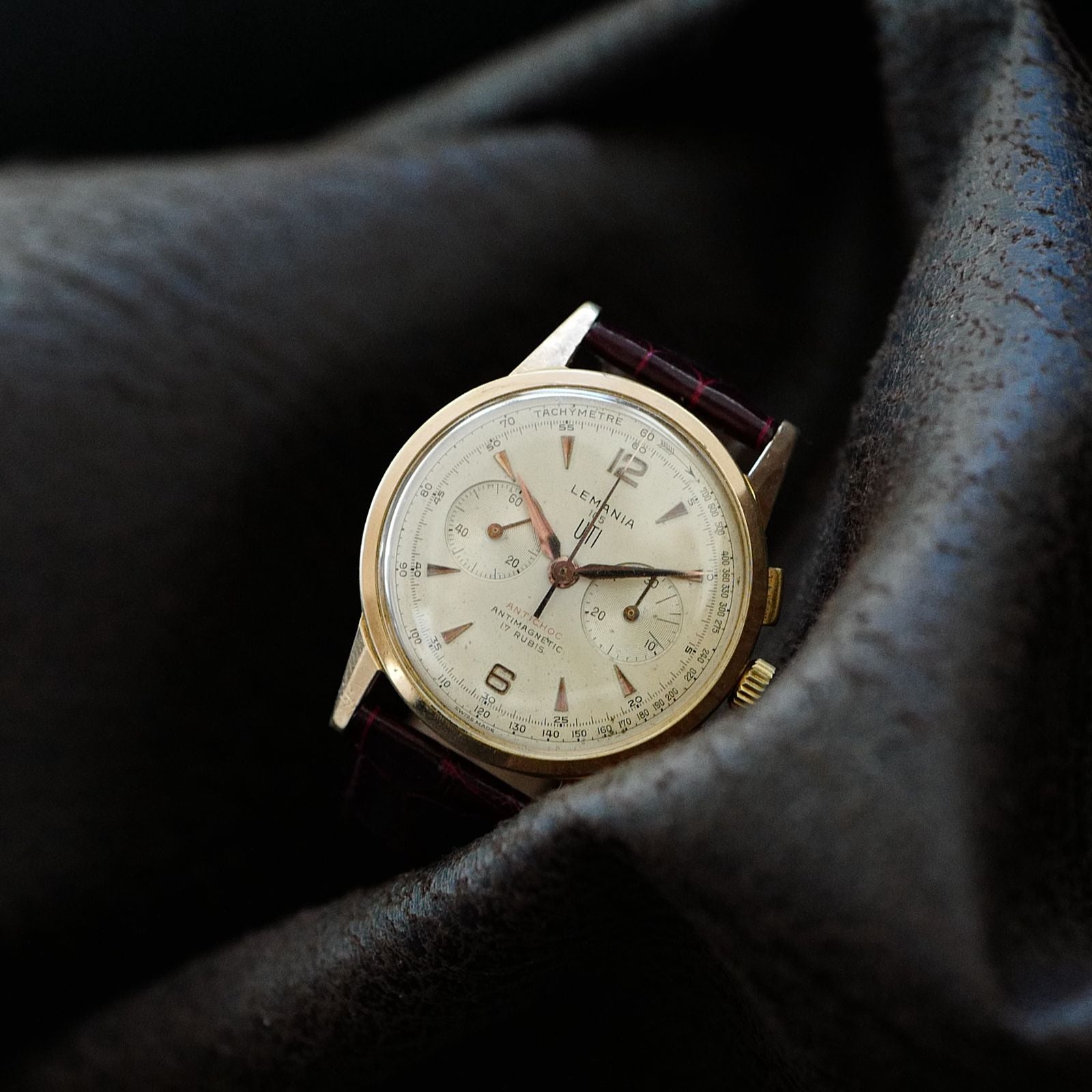 Lemania Uti 105 Chronograph Rose Gold Plated