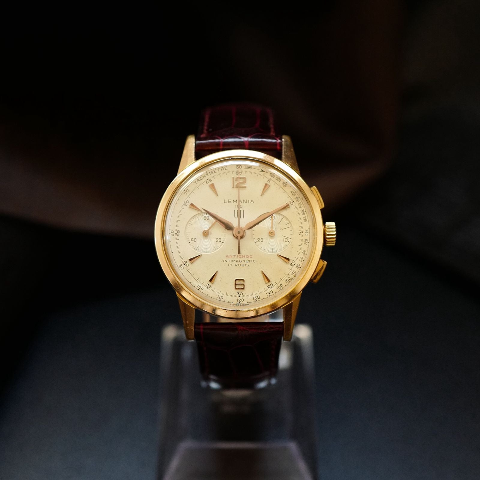 Lemania Uti 105 Chronograph Rose Gold Plated