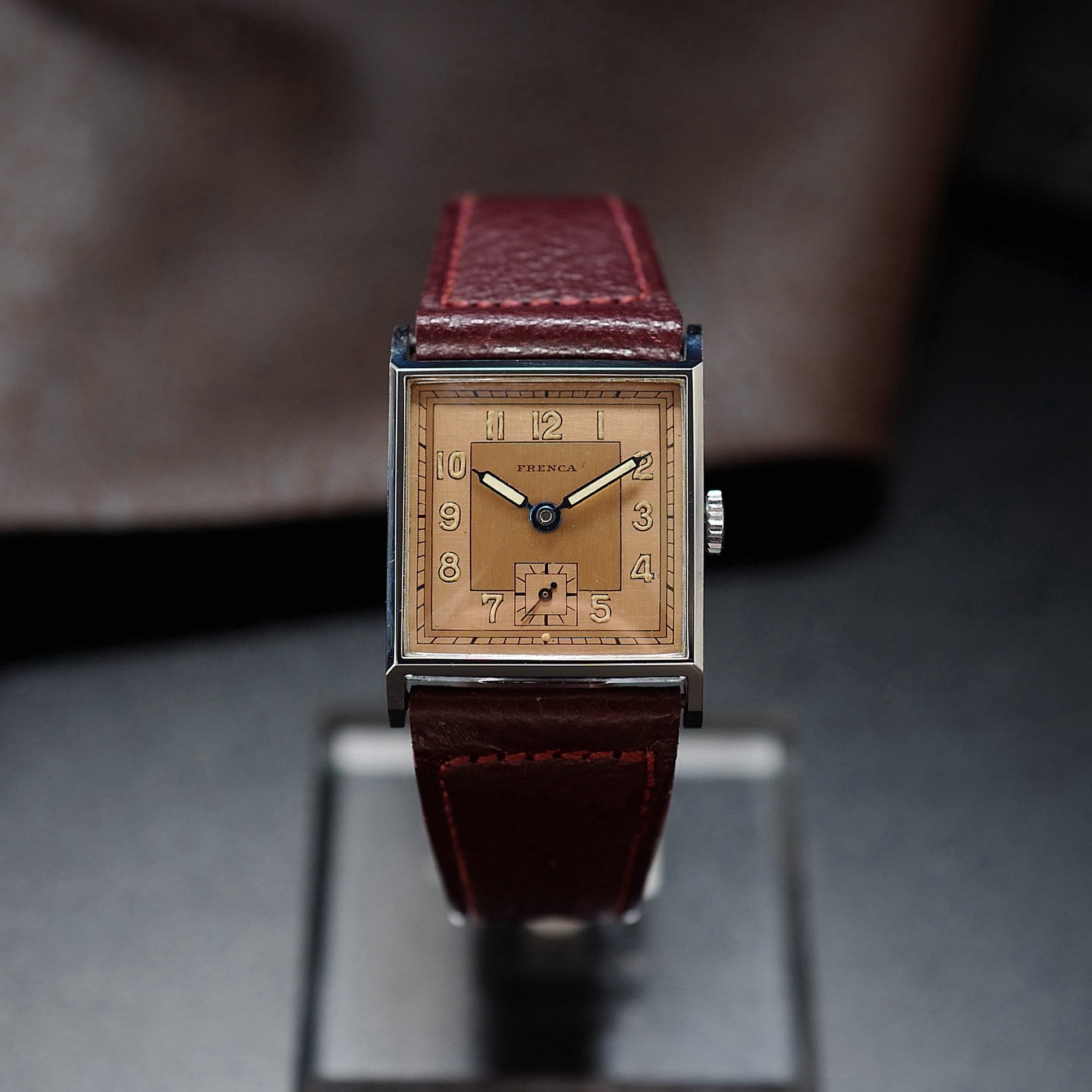 Frenca Tank Carrée Salmon Dial | Cadren Saumon Deux Tons