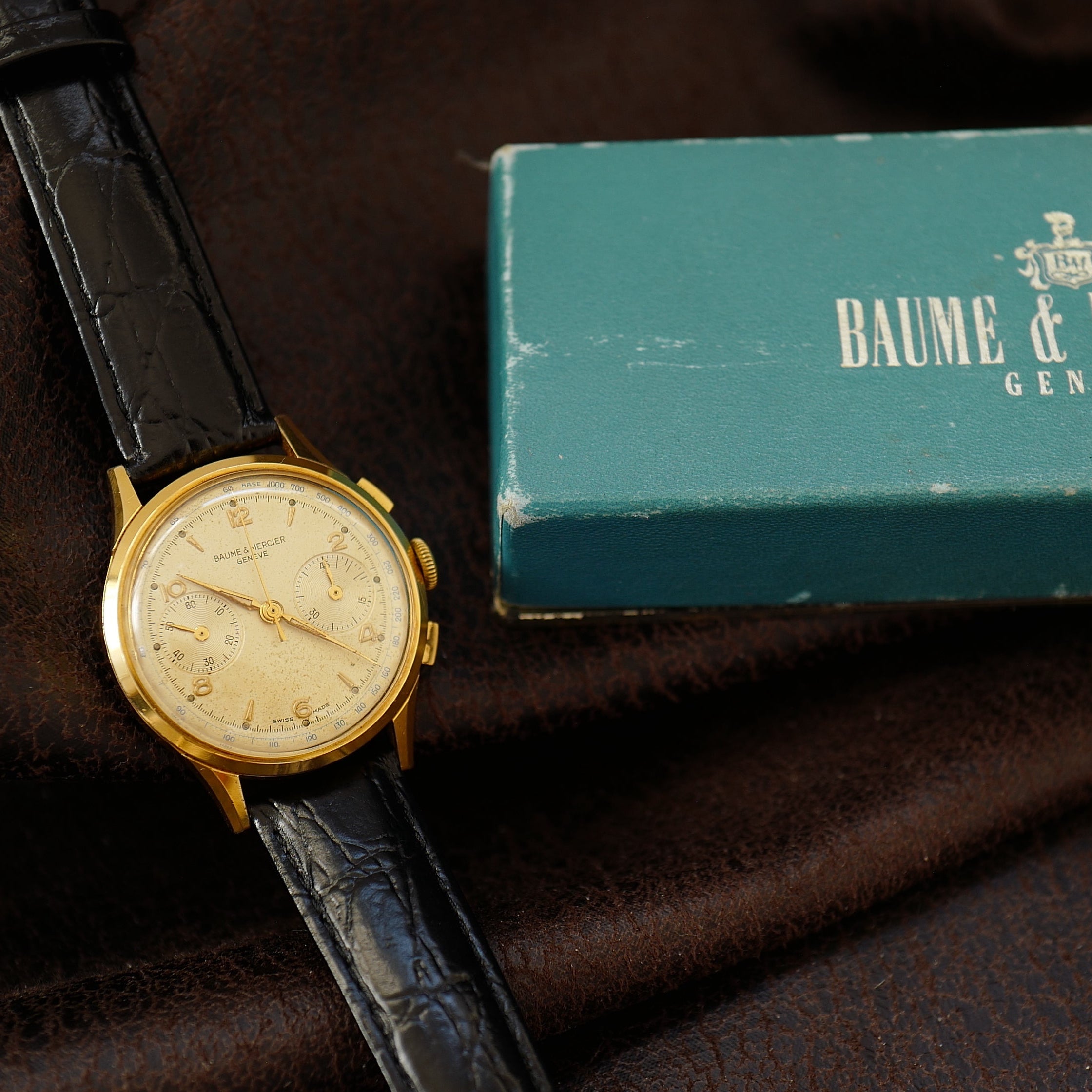 Chronographe Baume & Mercier Gold Plated 1960s | Watch & Box