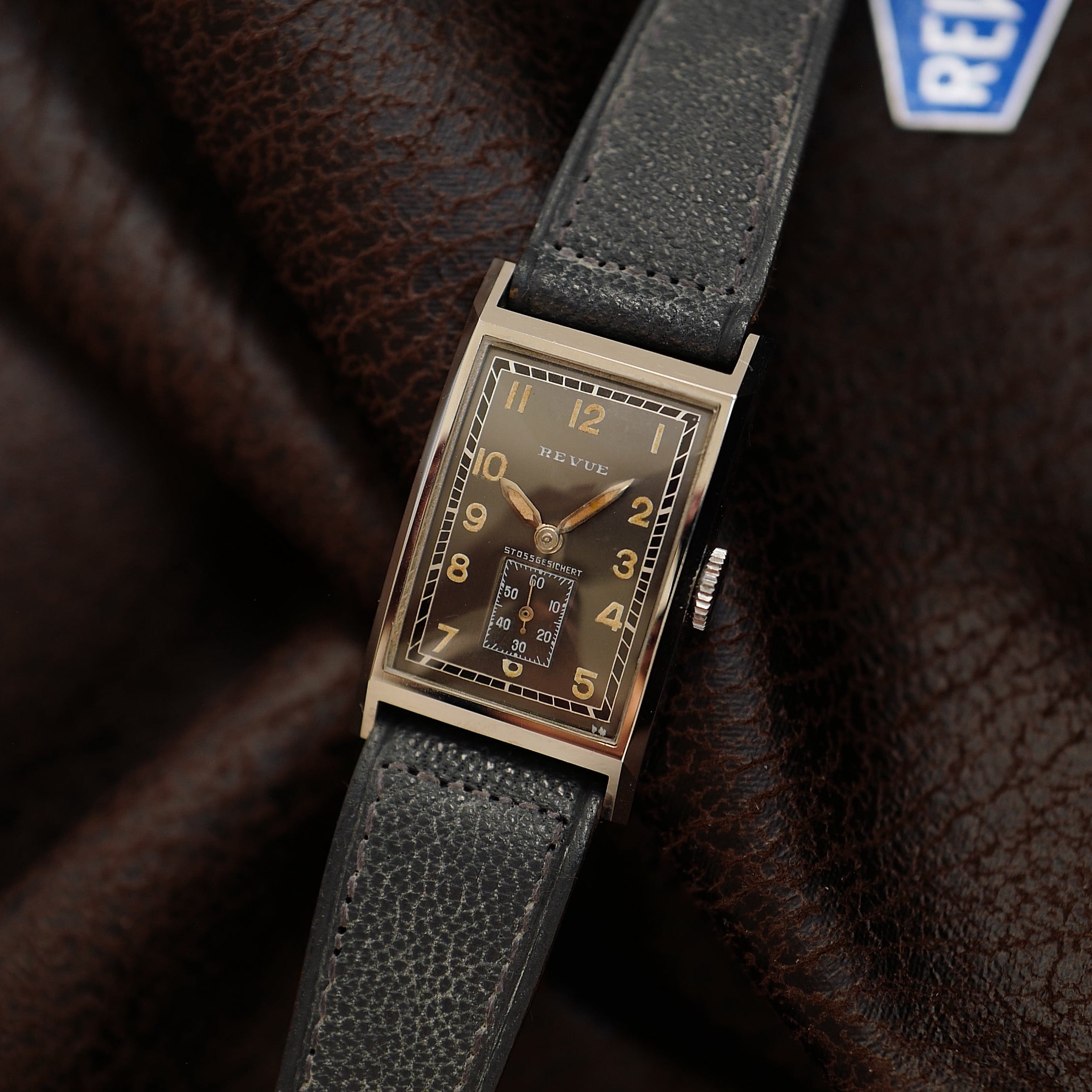 Revue Type Tank Grey Dial - Art Deco WWII N.O.S (Thommen SA - Revue Thommen)