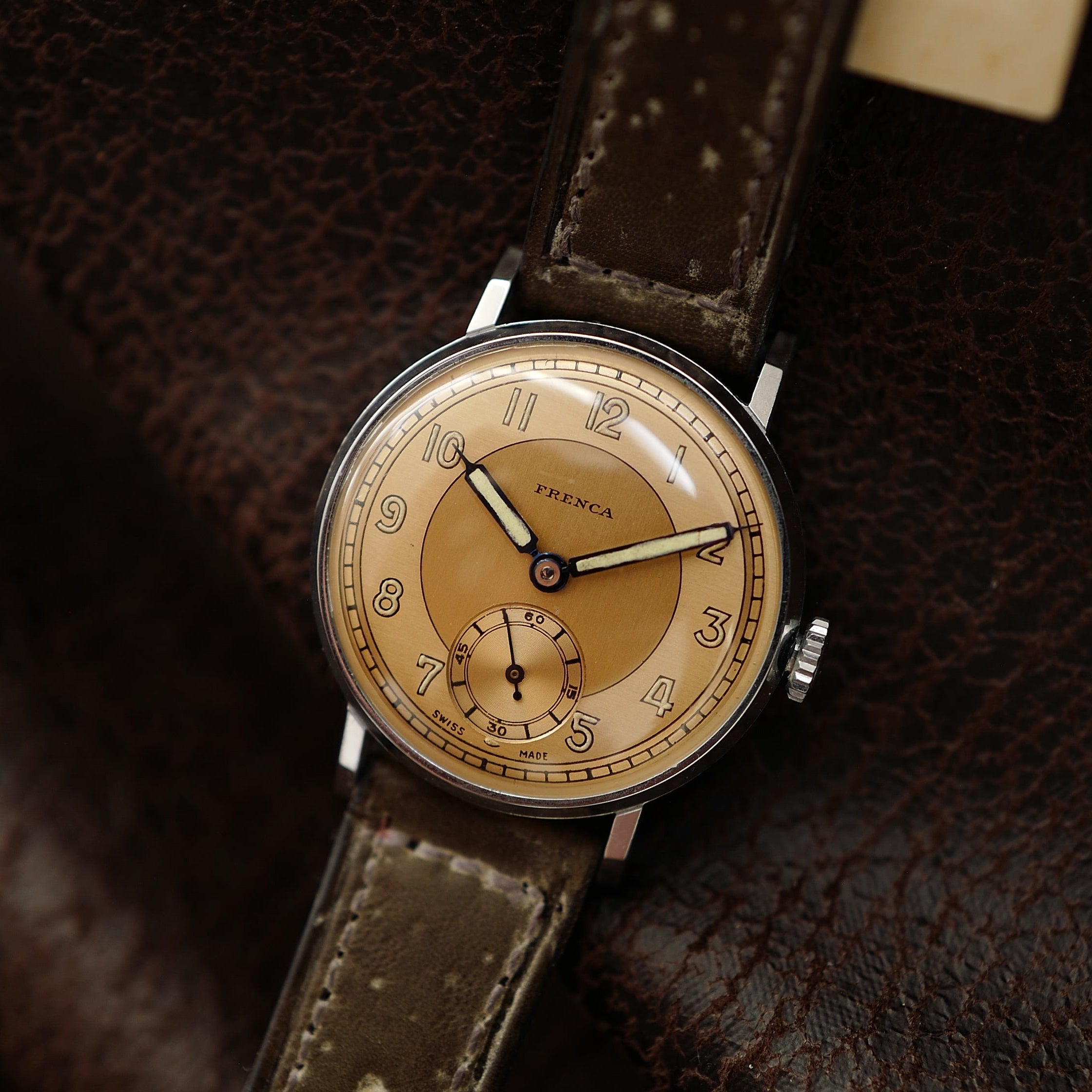 Frenca Type Calatrava Two Tone Bronze Dial - WWII Buser Frères N.O.S