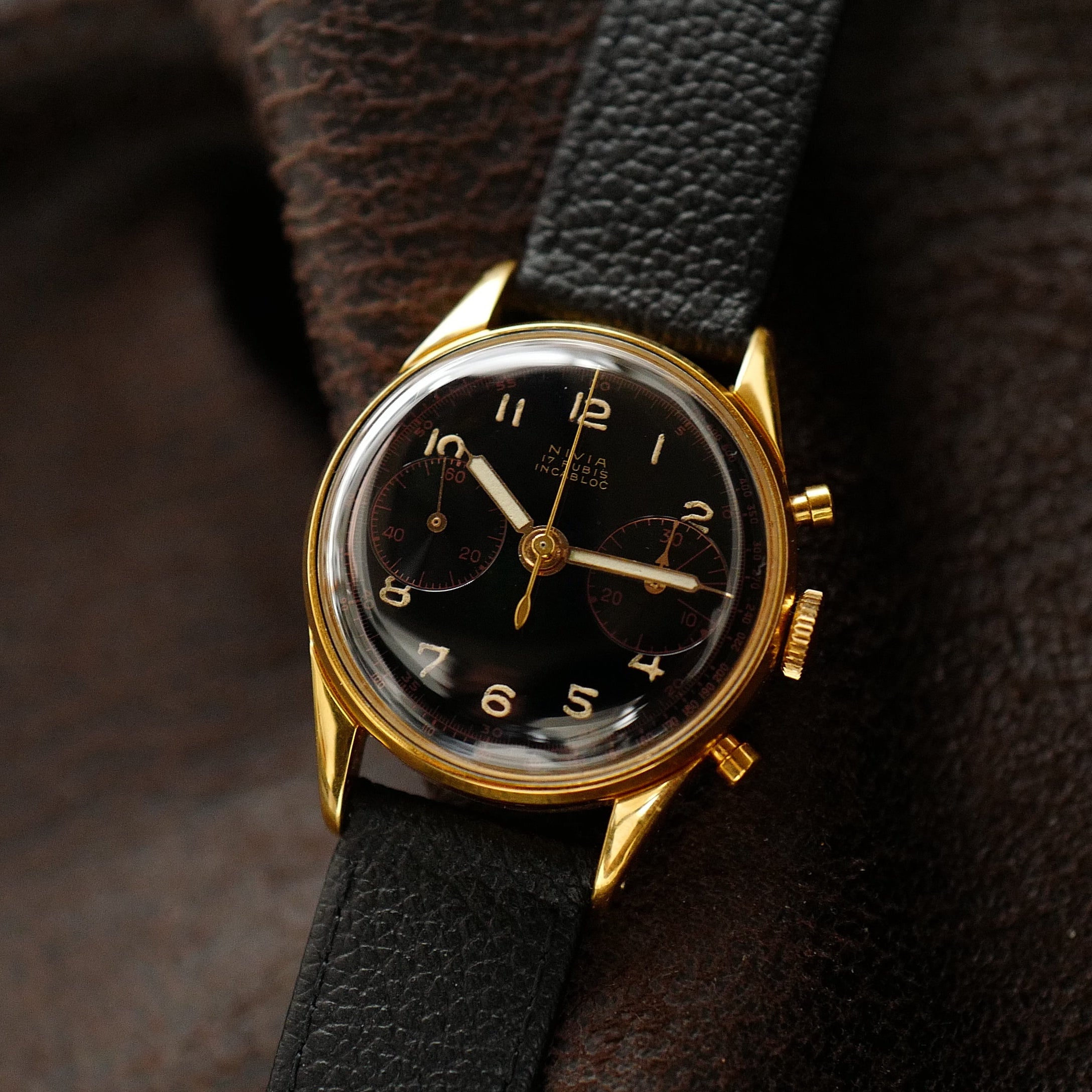 Nivia Chronograph Gold Plated - 1950's N.O.S