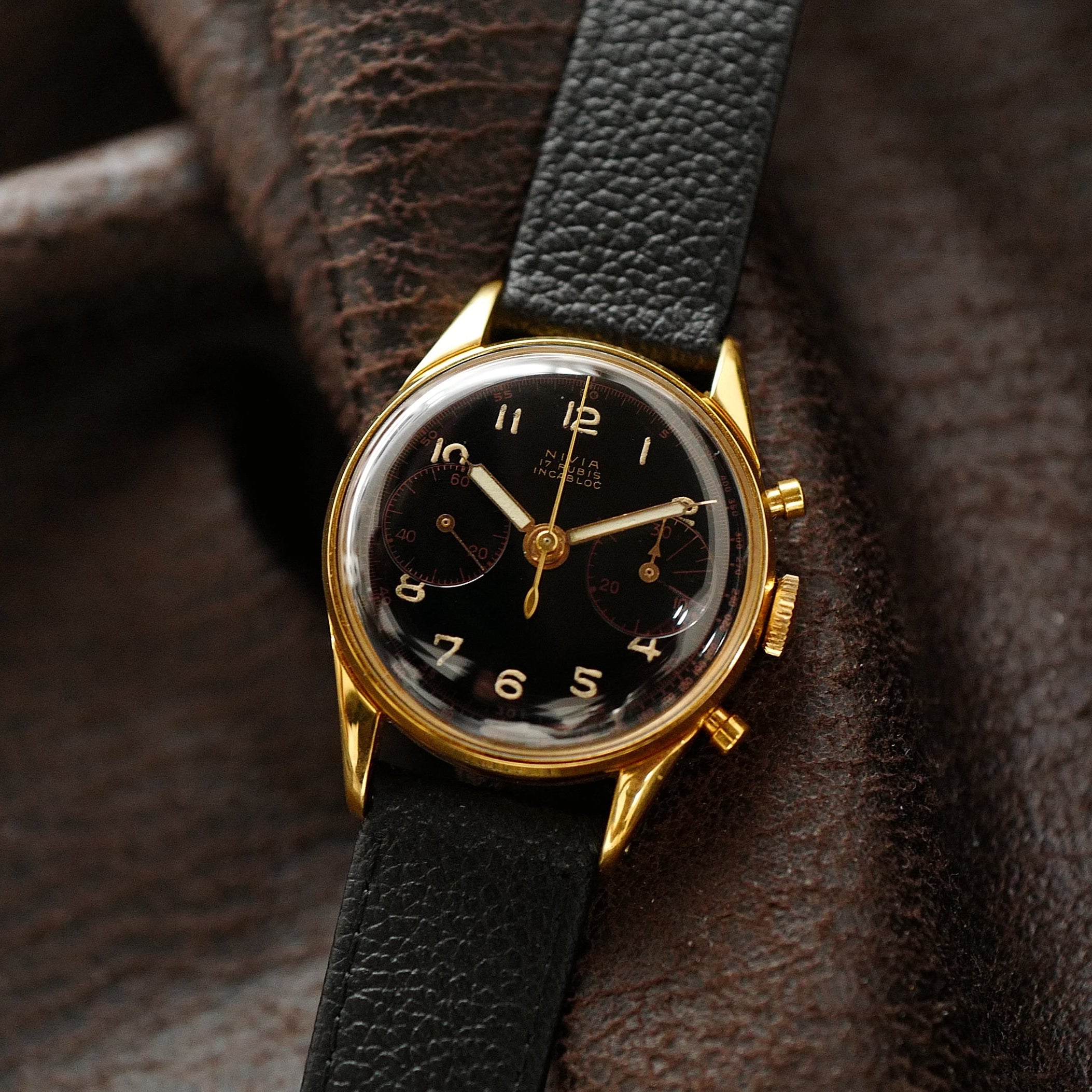 Nivia Chronograph Gold Plated - 1950's N.O.S