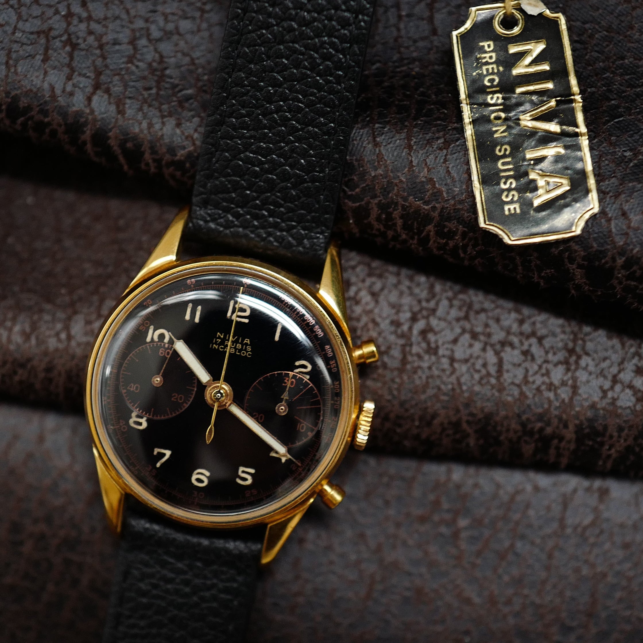 Nivia Chronograph Gold Plated - 1950's N.O.S