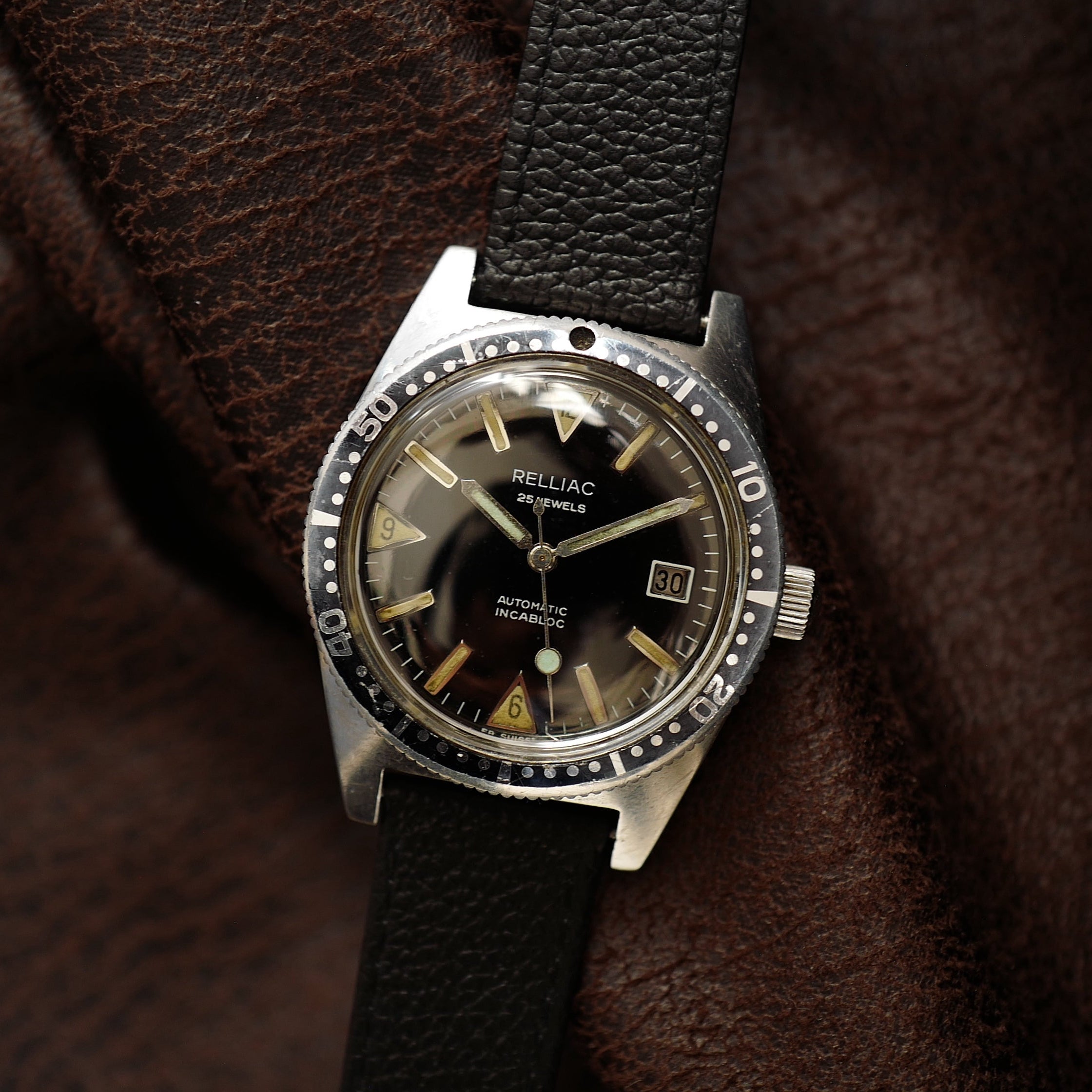 Relliac Skin Diver - Black Dial 1970's